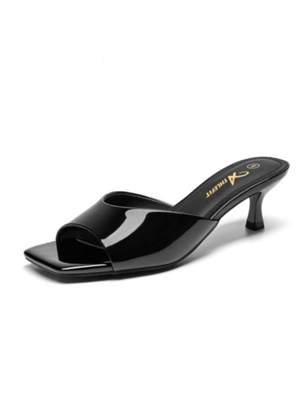 Women's Kitten Heels Square Toe Heeled Sandals Slip On PU Comfort